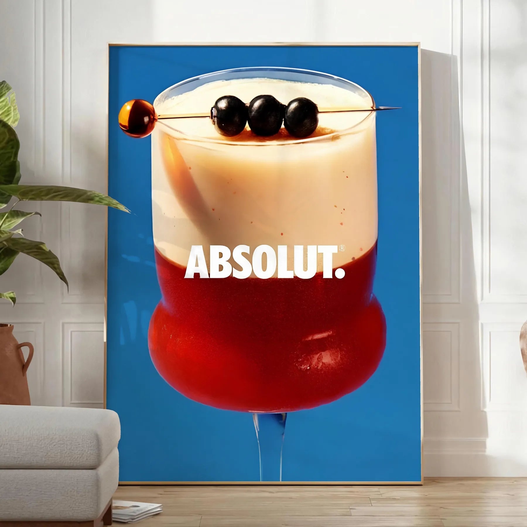 space vibrant Absolute Cocktail poster rich brown blue hues wall art unique gift print stylish touch room unframed formats