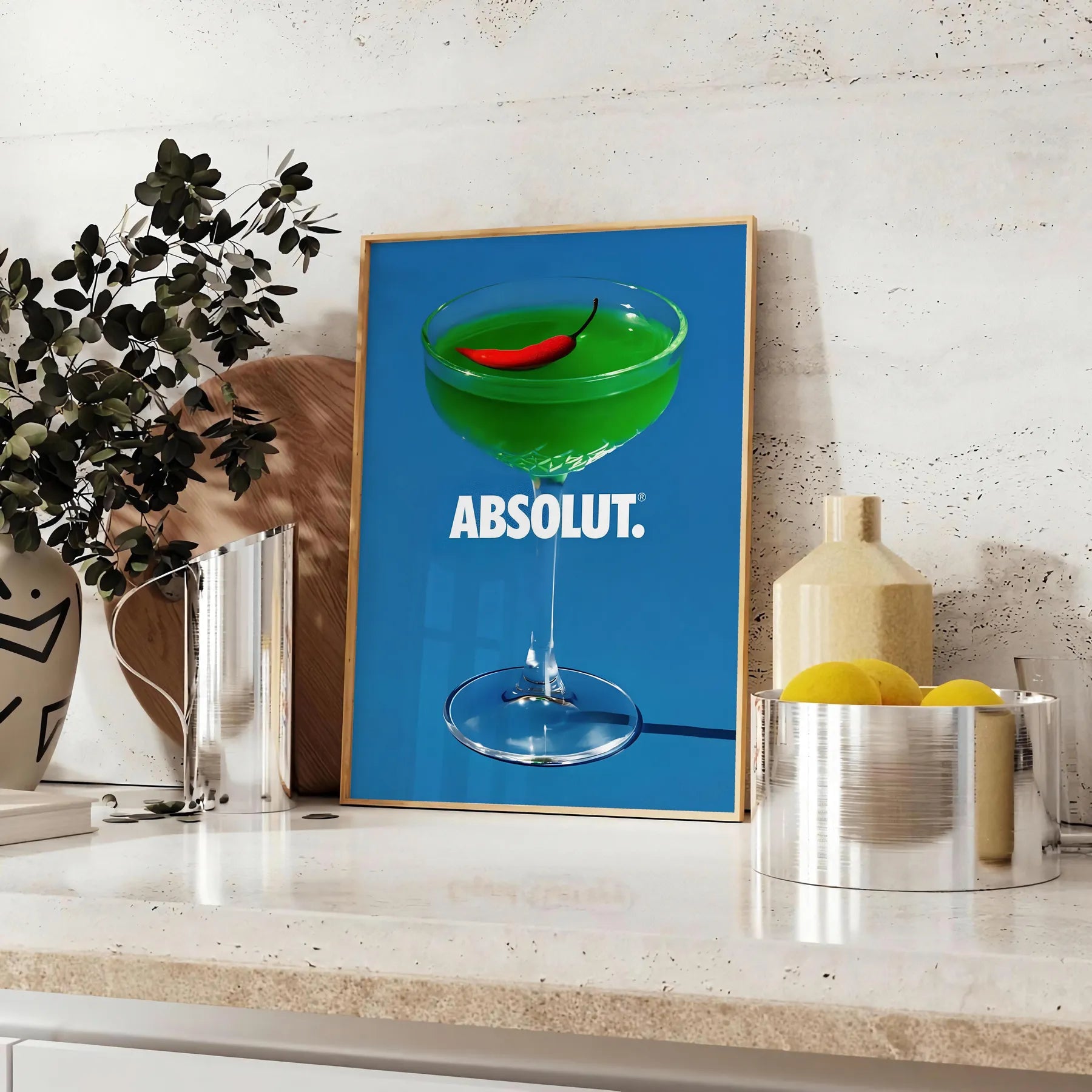 space eye Absolut cocktail poster rich brown vibrant green hues stunning wall art perfect gift enthusiasts splash creativity decor range sizes A4 cm A0