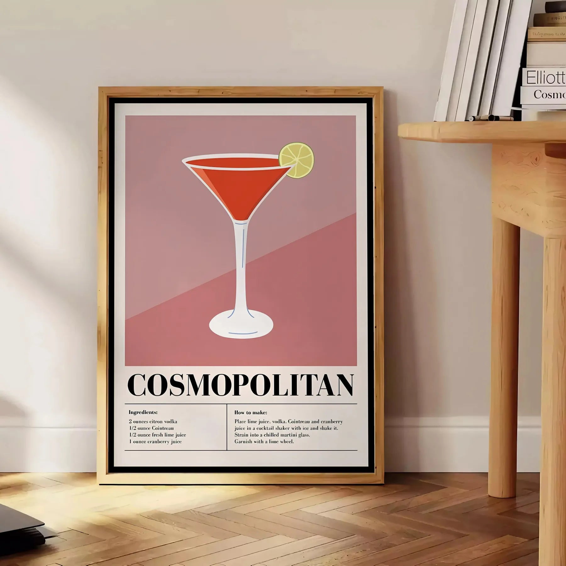 space stunning Cosmopolitan Cocktail poster rich black brown tones wall art perfect print modern decor unique gift stylish addition home style
