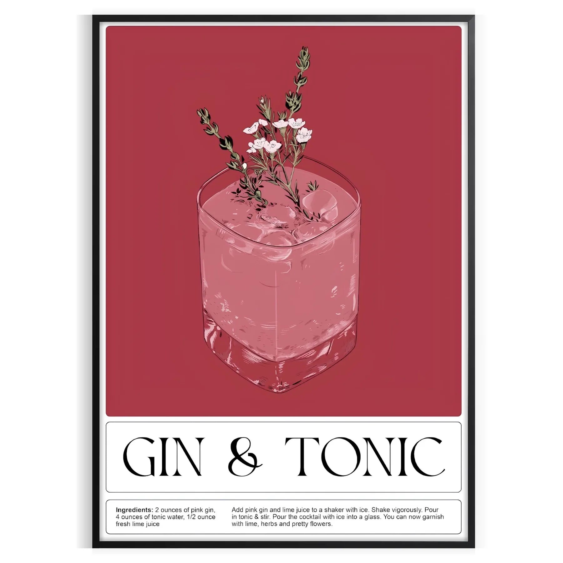 space captivating gin tonic cocktail poster rich black brown tones wall art thoughtful gift artwork style sophistication A4 cm A0 size today