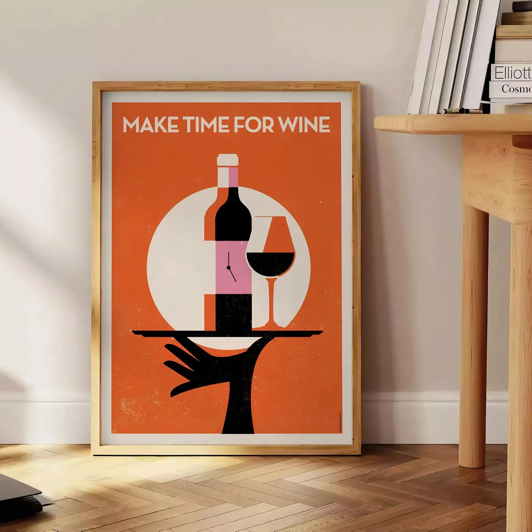 space chic Make Time Wine poster sophisticated black brown palette wall art perfect gift lovers touch elegance room Sizes A4 cm A0