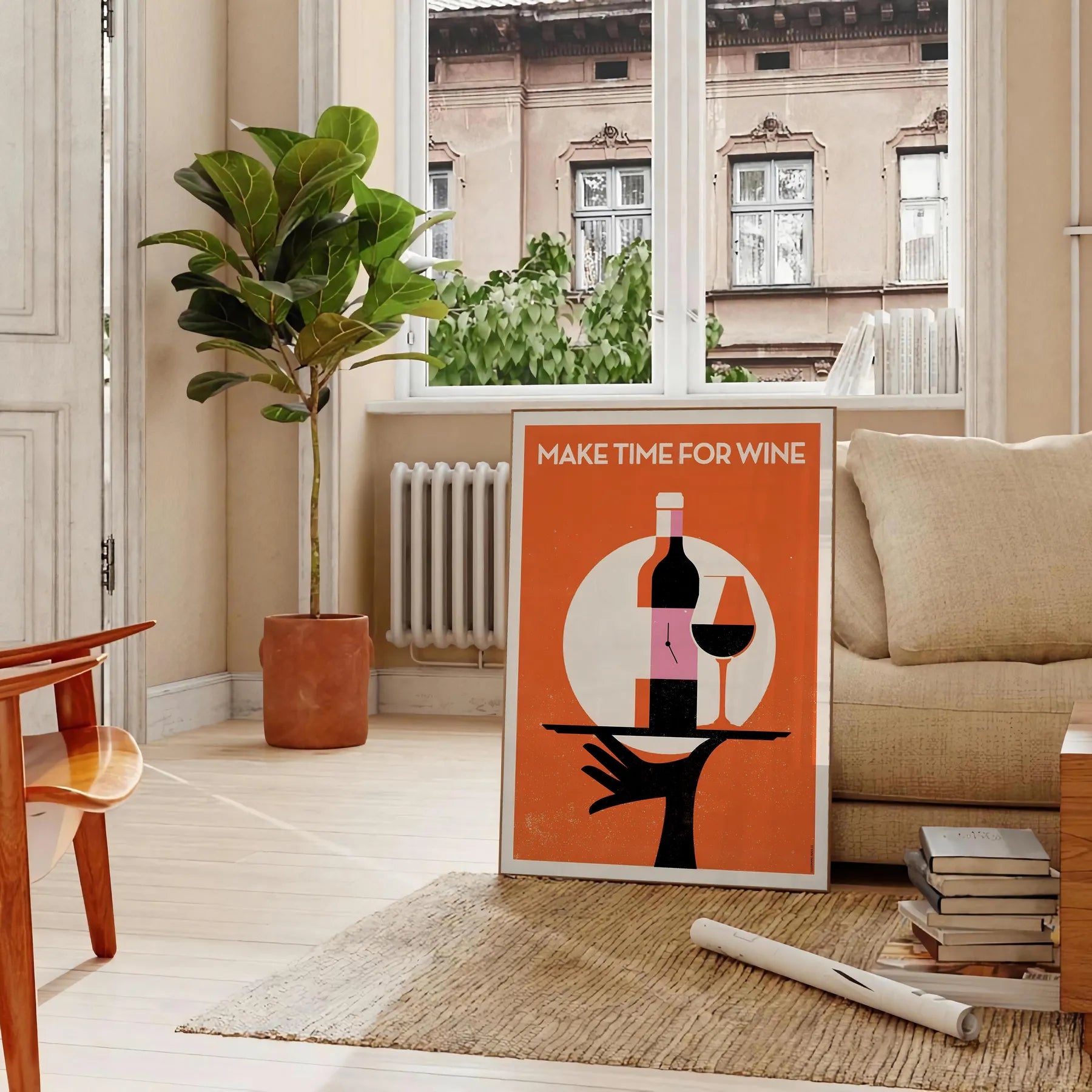 space chic Make Time Wine poster sophisticated black brown palette wall art perfect gift lovers touch elegance room Sizes A4 cm A0