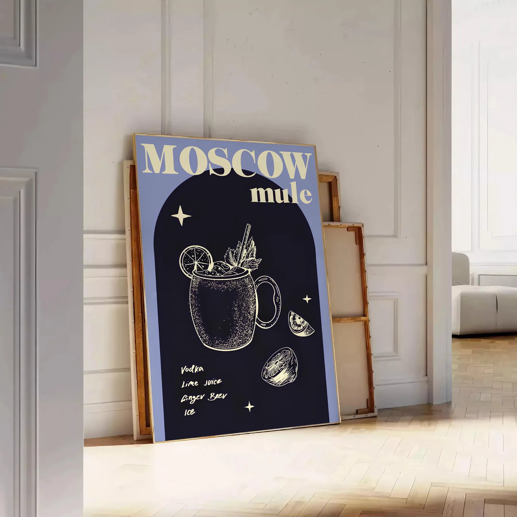 space striking Moscow Mule cocktail poster sleek black vibrant green design stylish wall art perfect enthusiasts unique gift various print sizes A4 cm A0